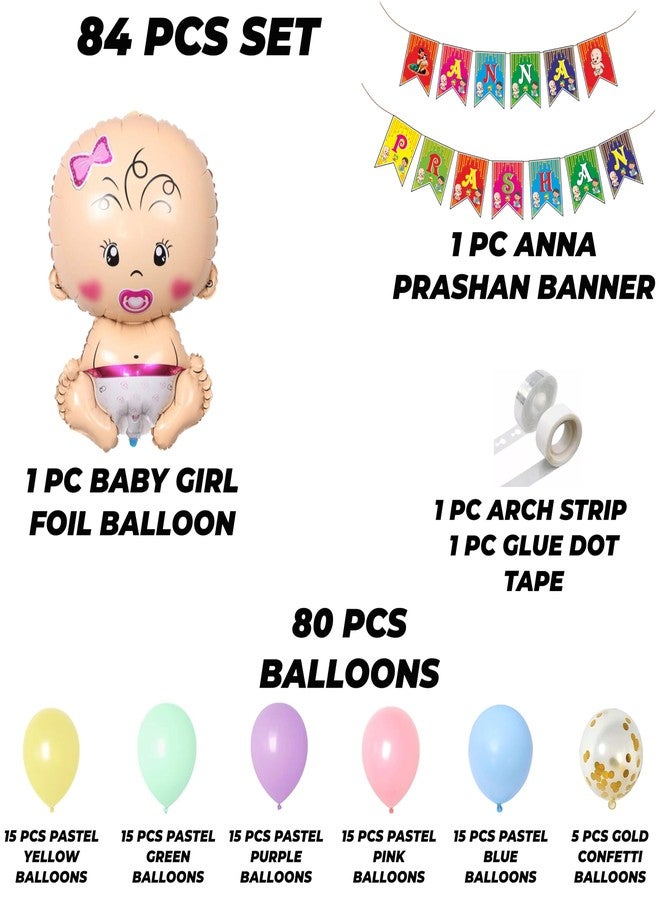 TOYXE Annaprashan Baby Rice Ceremony Decoration for Girls - 84 Piece Paper Banner Combo Pack - Image 2
